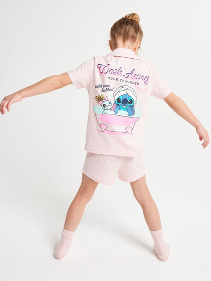 Brand Threads Pink Lilo & Stitch Short Pyjamas Set - image 2