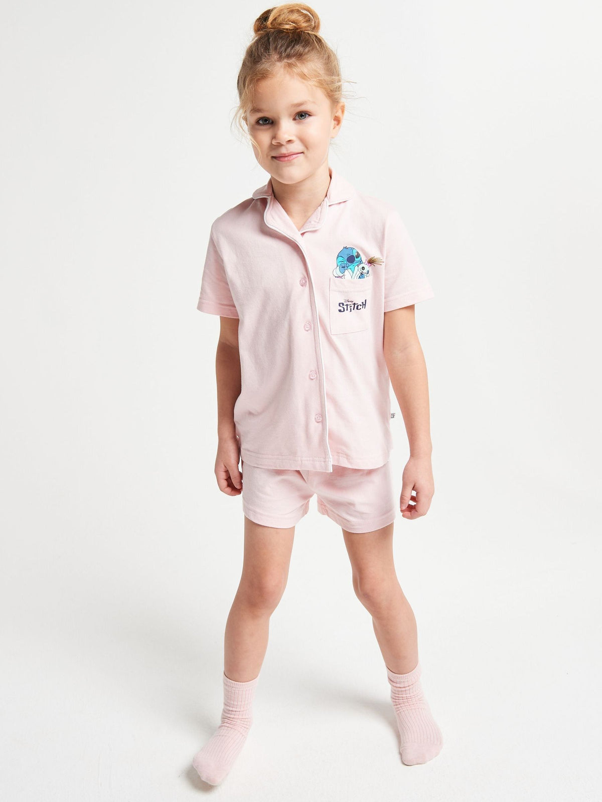 Brand Threads Pink Lilo & Stitch Short Pyjamas Set - image 3