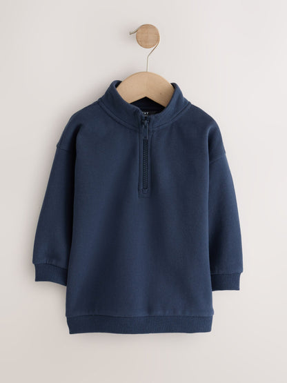 Dsiney Kidz - Navy Soft Touch Half Zip Neck Sweat Top (3mths-7yrs) image 4