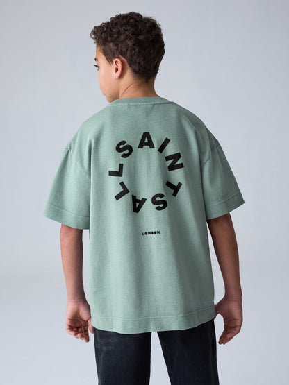 Dsiney Kidz - smALLSAINTS Green Tierra Oversized Crew Neck Logo T-Shirt image 2