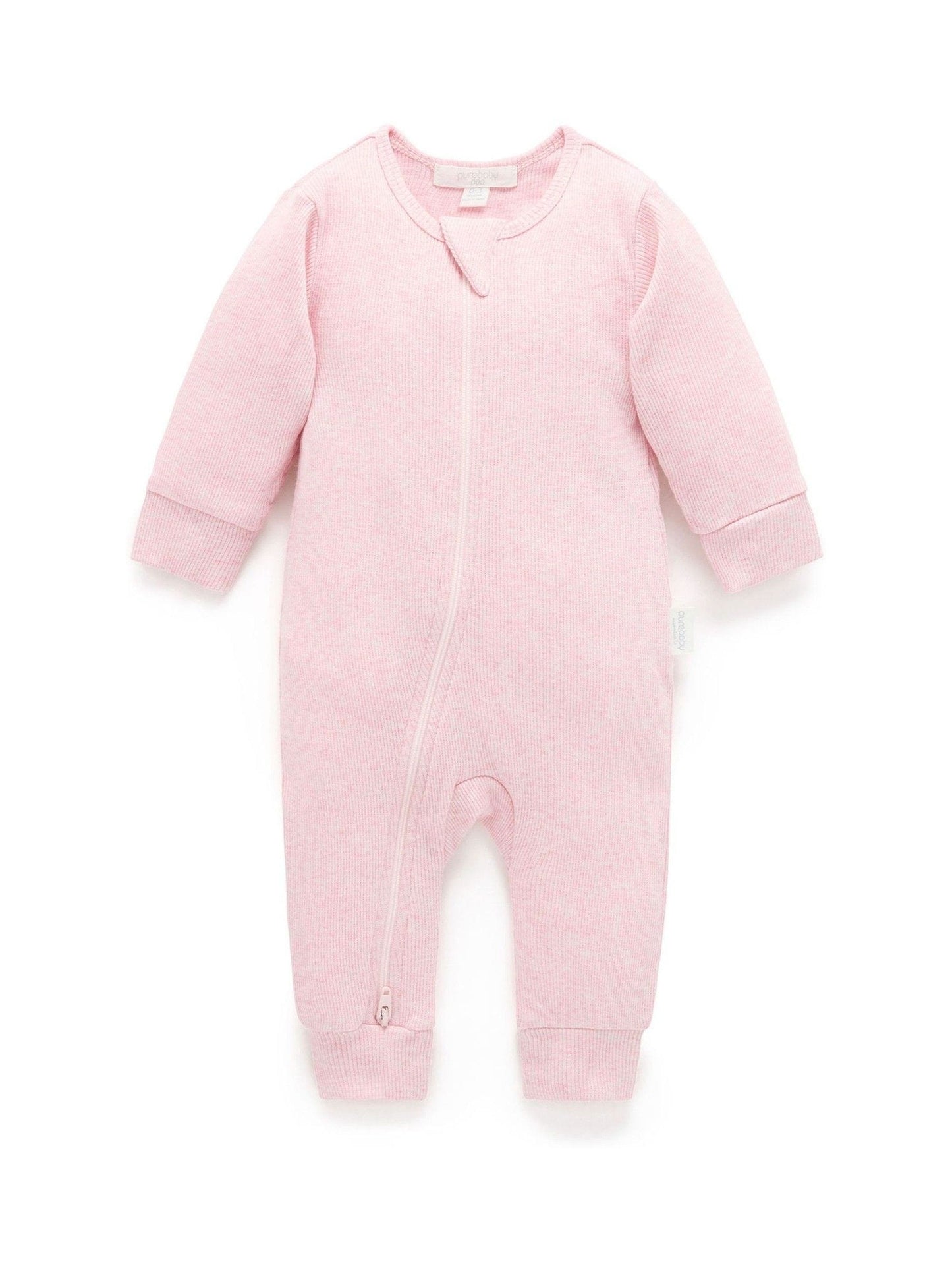 Purebaby Pink Ribbed Zip Sleepsuit image 1