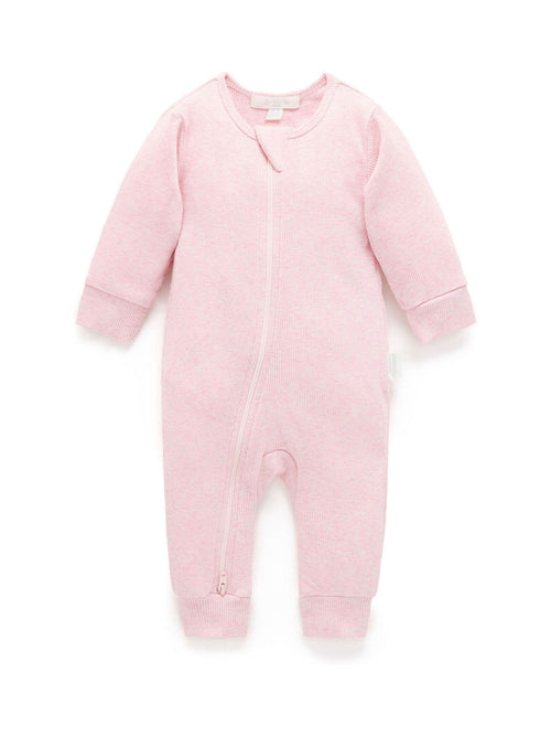 Purebaby Pink Ribbed Zip Sleepsuit image 1