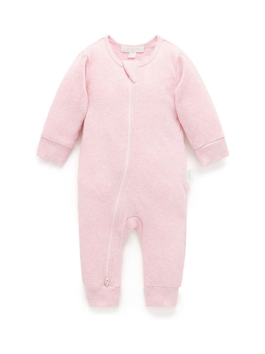 Purebaby Pink Ribbed Zip Sleepsuit image 1