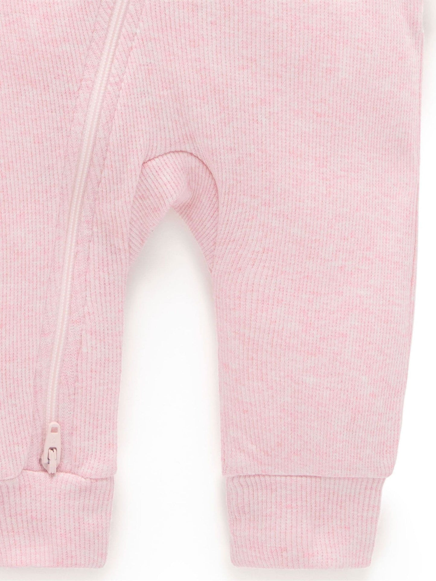 Purebaby Pink Ribbed Zip Sleepsuit image 3