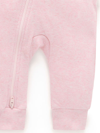Purebaby Pink Ribbed Zip Sleepsuit image 3