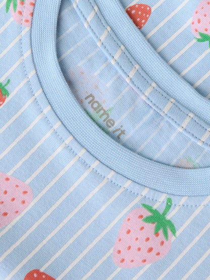 Name It Blue Short Sleeve Strawberry Print Dress image 3