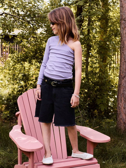 Dsiney Kidz - Name It Black Frayed Hem Wide Fit Denim Shorts image 1