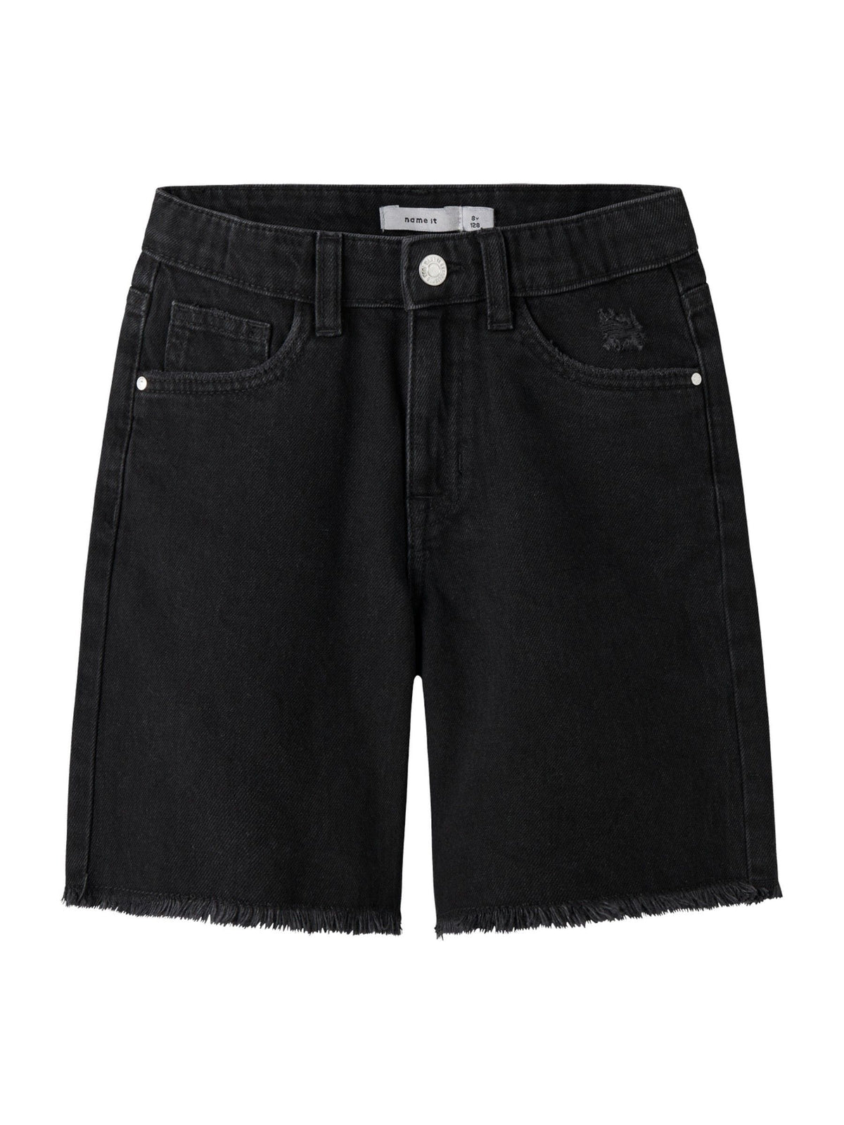 Dsiney Kidz - Name It Black Frayed Hem Wide Fit Denim Shorts image 2