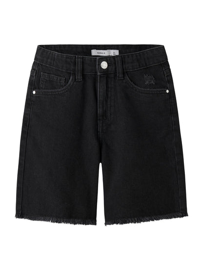 Dsiney Kidz - Name It Black Frayed Hem Wide Fit Denim Shorts image 2