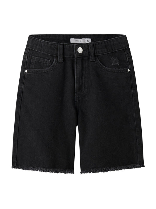 Dsiney Kidz - Name It Black Frayed Hem Wide Fit Denim Shorts image 2