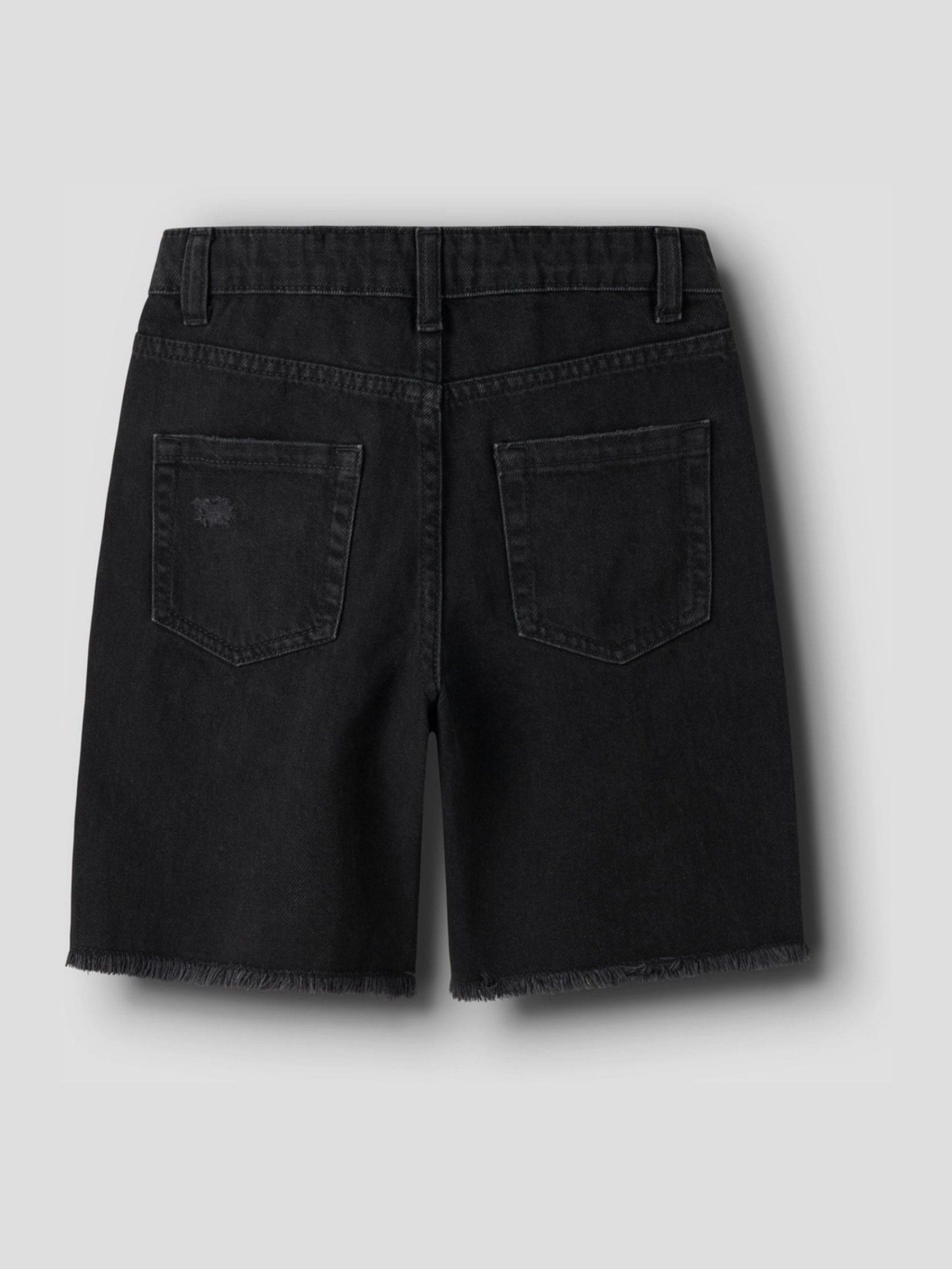 Dsiney Kidz - Name It Black Frayed Hem Wide Fit Denim Shorts image 3