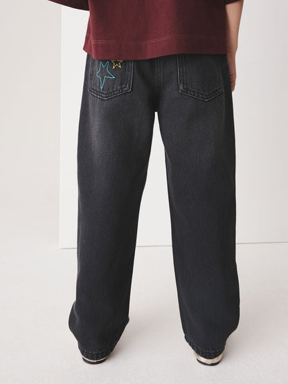 Charcoal Grey Star Diamante Straight Leg Jeans (3-16yrs) - image 3