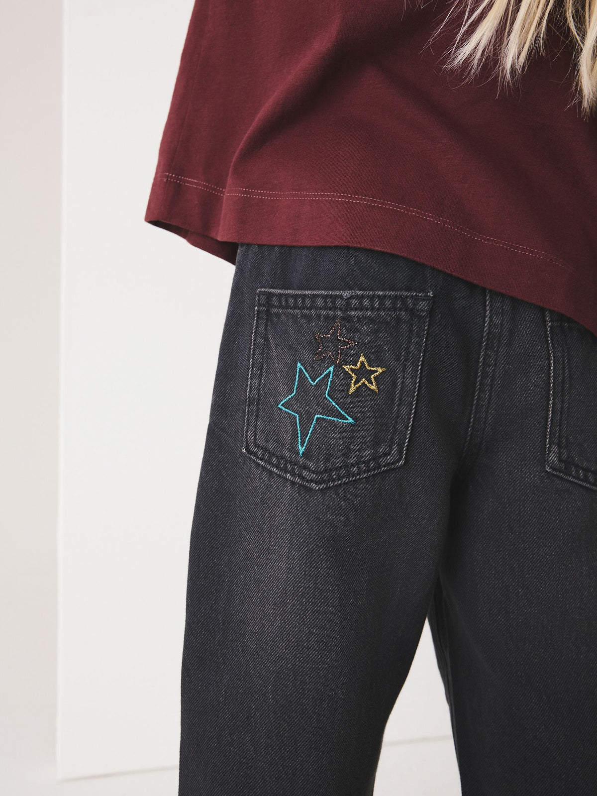 Charcoal Grey Star Diamante Straight Leg Jeans (3-16yrs) - image 4