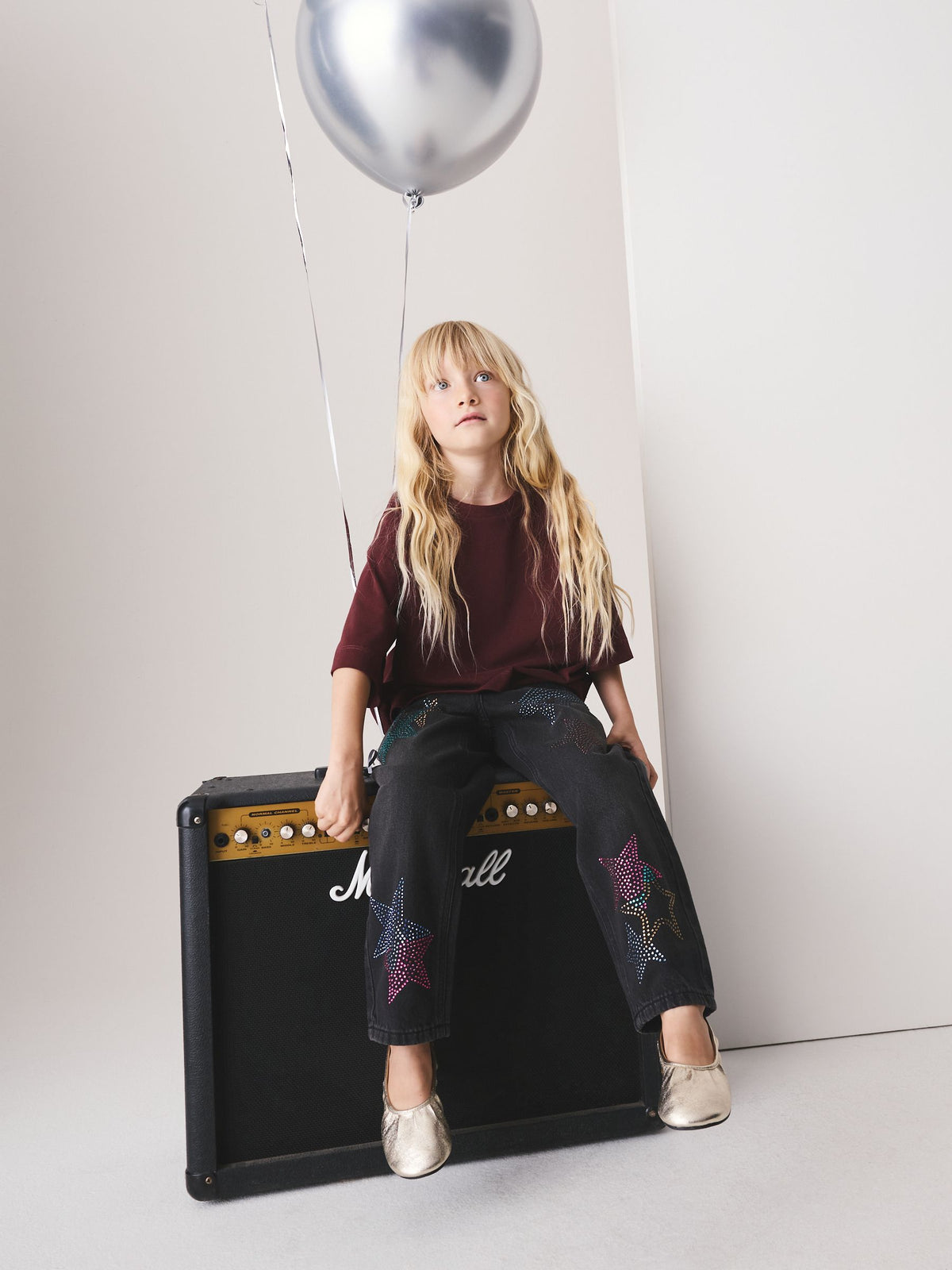 Charcoal Grey Star Diamante Straight Leg Jeans (3-16yrs) - image 5