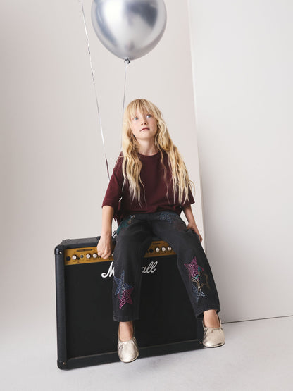 Charcoal Grey Star Diamante Straight Leg Jeans (3-16yrs) - image 5