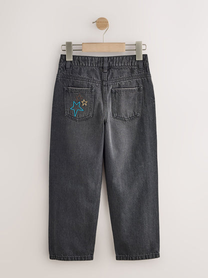 Charcoal Grey Star Diamante Straight Leg Jeans (3-16yrs) - image 7