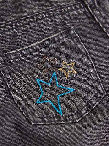 Charcoal Grey Star Diamante Straight Leg Jeans (3-16yrs) - image 9