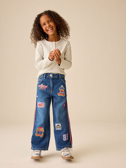 Denim Embellished Wide Leg Side Tape Jeans (3-16yrs) - image 2