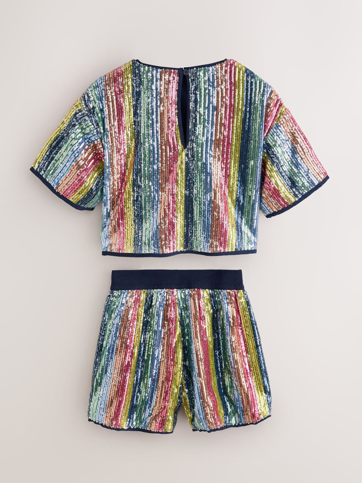 Little Bird by Jools Oliver Rainbow Stripe Sequin T-Shirt & Shorts Set - image 2