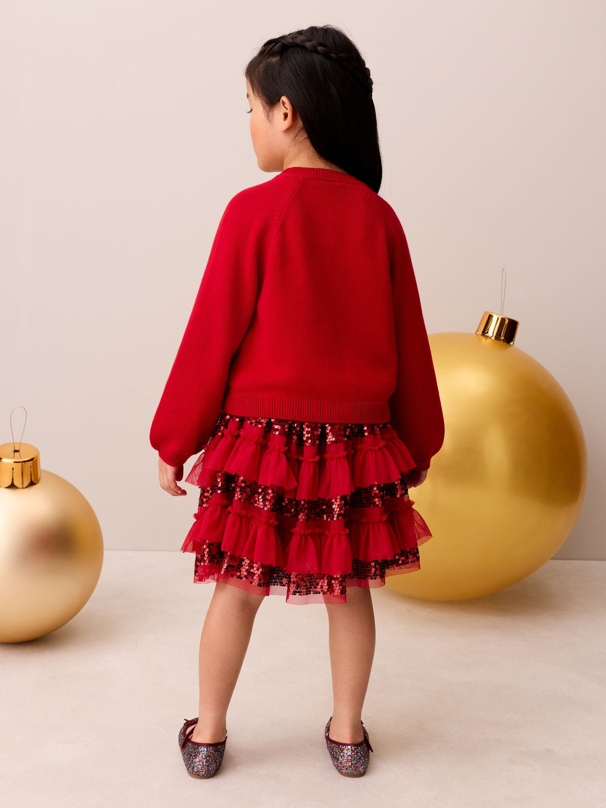 Little Bird Red Christmas Tree Cardigan & Skirt 2 Piece - image 6
