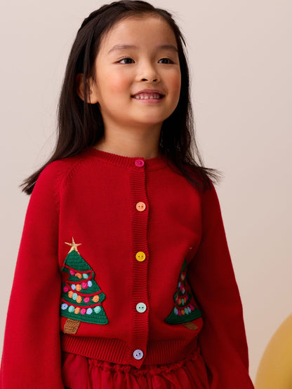 Little Bird Red Christmas Tree Cardigan & Skirt 2 Piece - image 8
