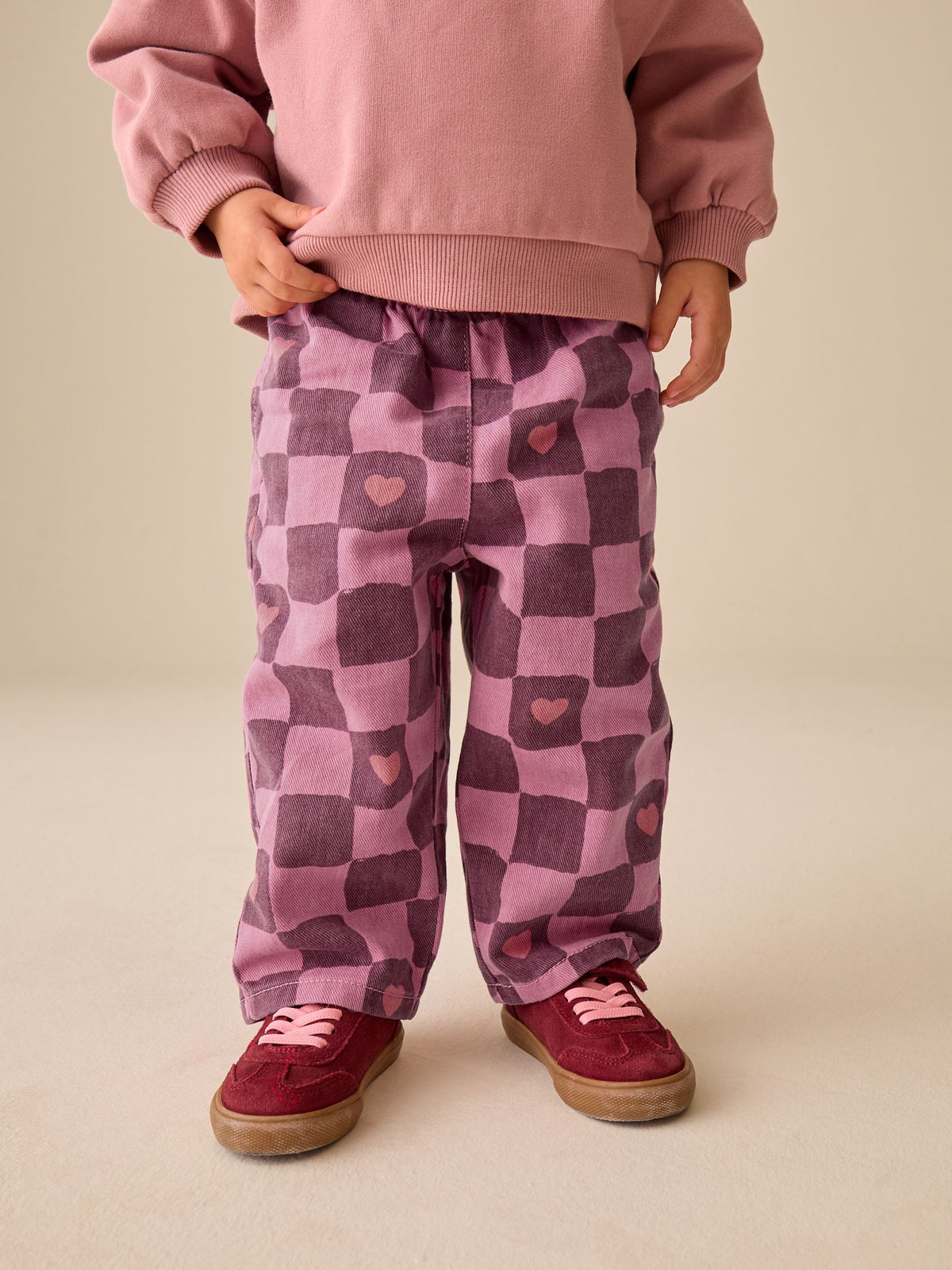 Pink/Burgundy Red Check Printed Jeans (3mths-7yrs) - image 1