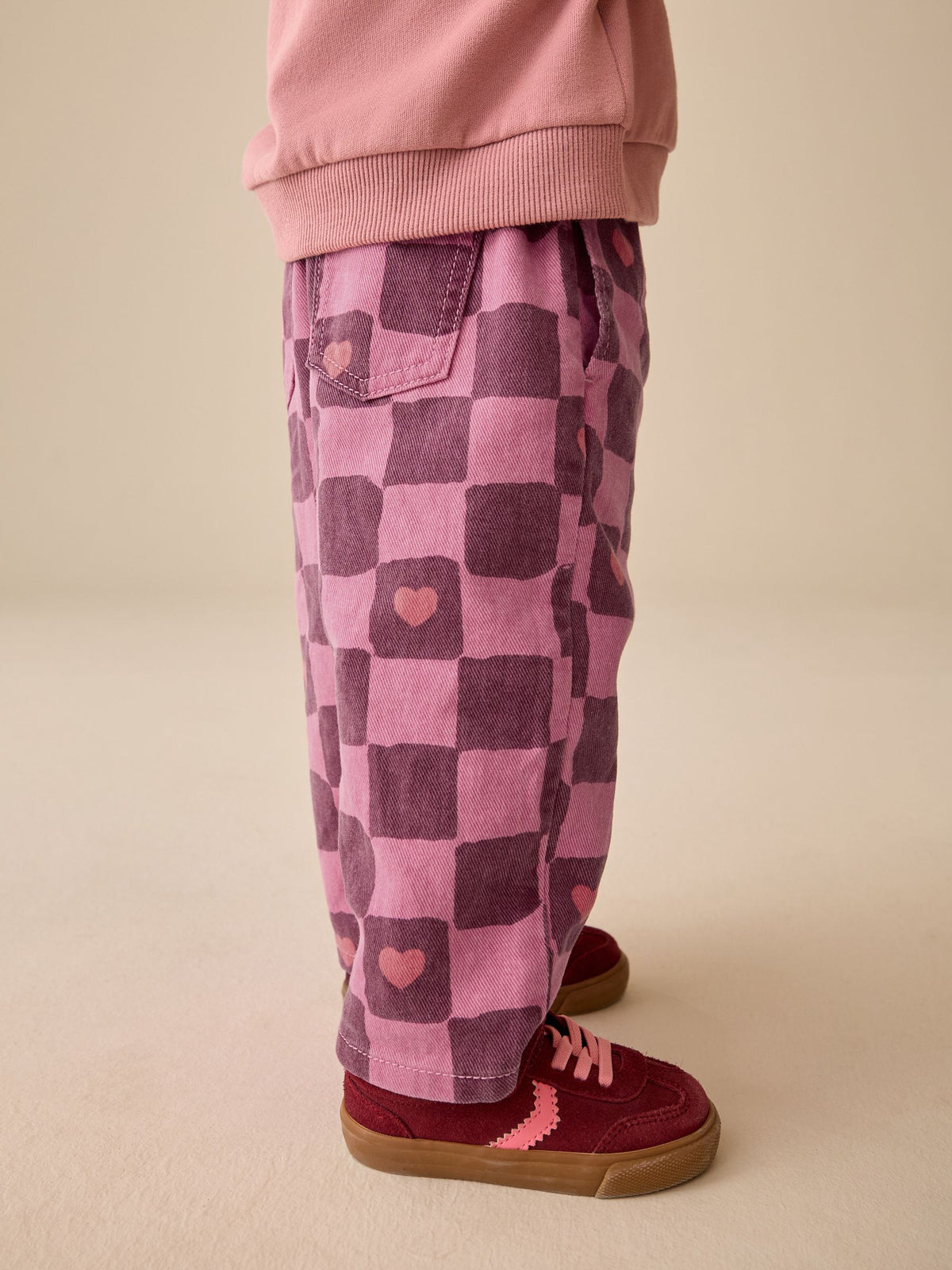 Pink/Burgundy Red Check Printed Jeans (3mths-7yrs) - image 4