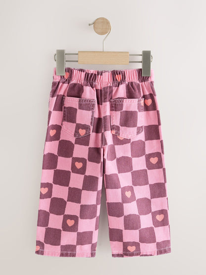 Pink/Burgundy Red Check Printed Jeans (3mths-7yrs) - image 6