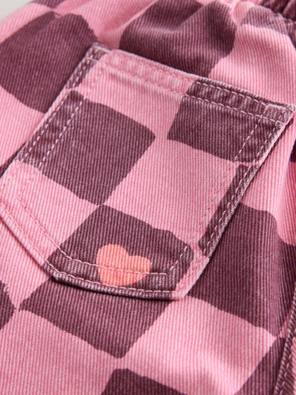 Pink/Burgundy Red Check Printed Jeans (3mths-7yrs) - image 8