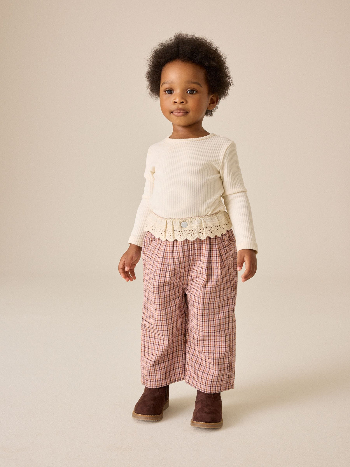 Peplum Pink Check Wide Leg Jeans (3mths-7yrs) - image 1