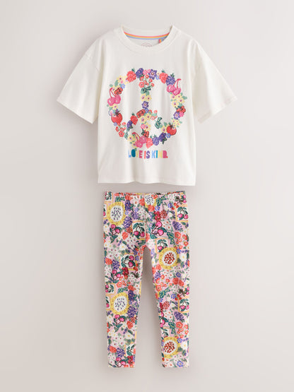 Dsiney Kidz - Little Bird by Jools Oliver Floral Picnic Print Short Sleeve T-Shirt & Leggings Set image 6