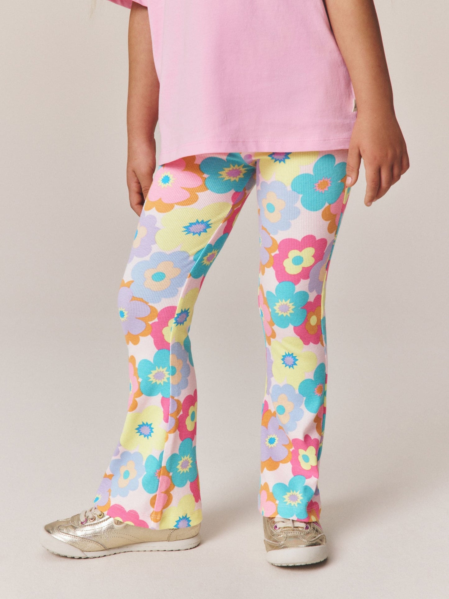 Dsiney Kidz - Little Bird by Jools Oliver Pink Embroidered T-Shirt & Floral Ribbed Kickflare Set image 2