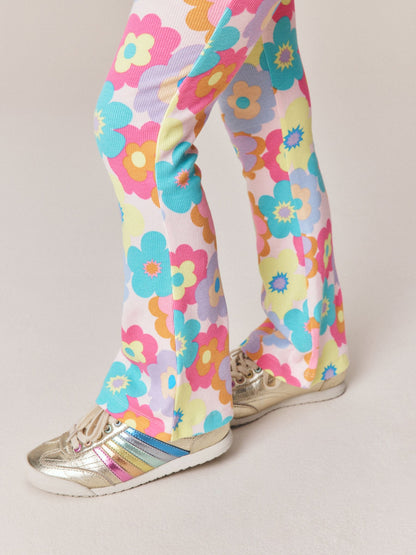 Dsiney Kidz - Little Bird by Jools Oliver Pink Embroidered T-Shirt & Floral Ribbed Kickflare Set image 3