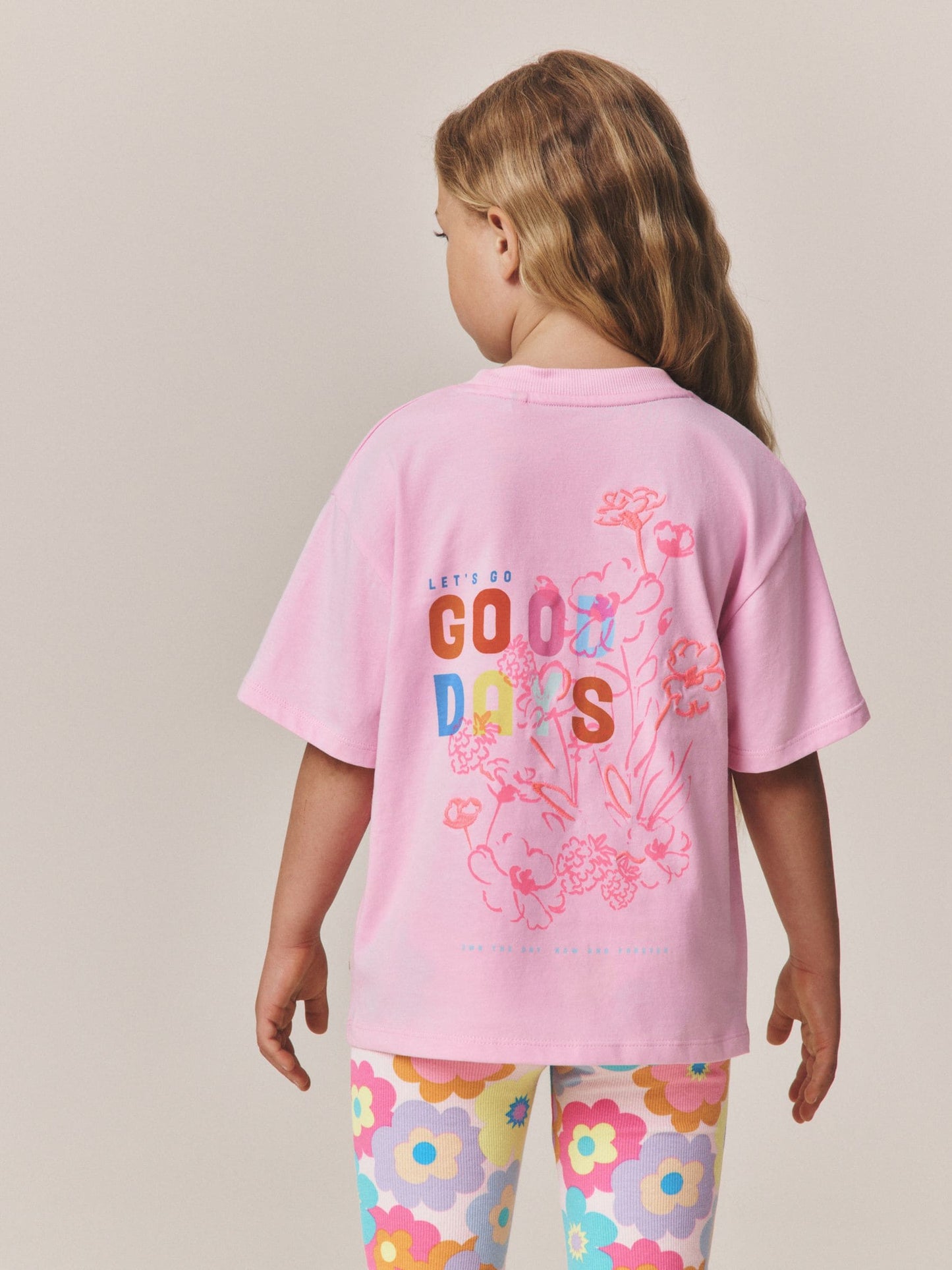Dsiney Kidz - Little Bird by Jools Oliver Pink Embroidered T-Shirt & Floral Ribbed Kickflare Set image 4