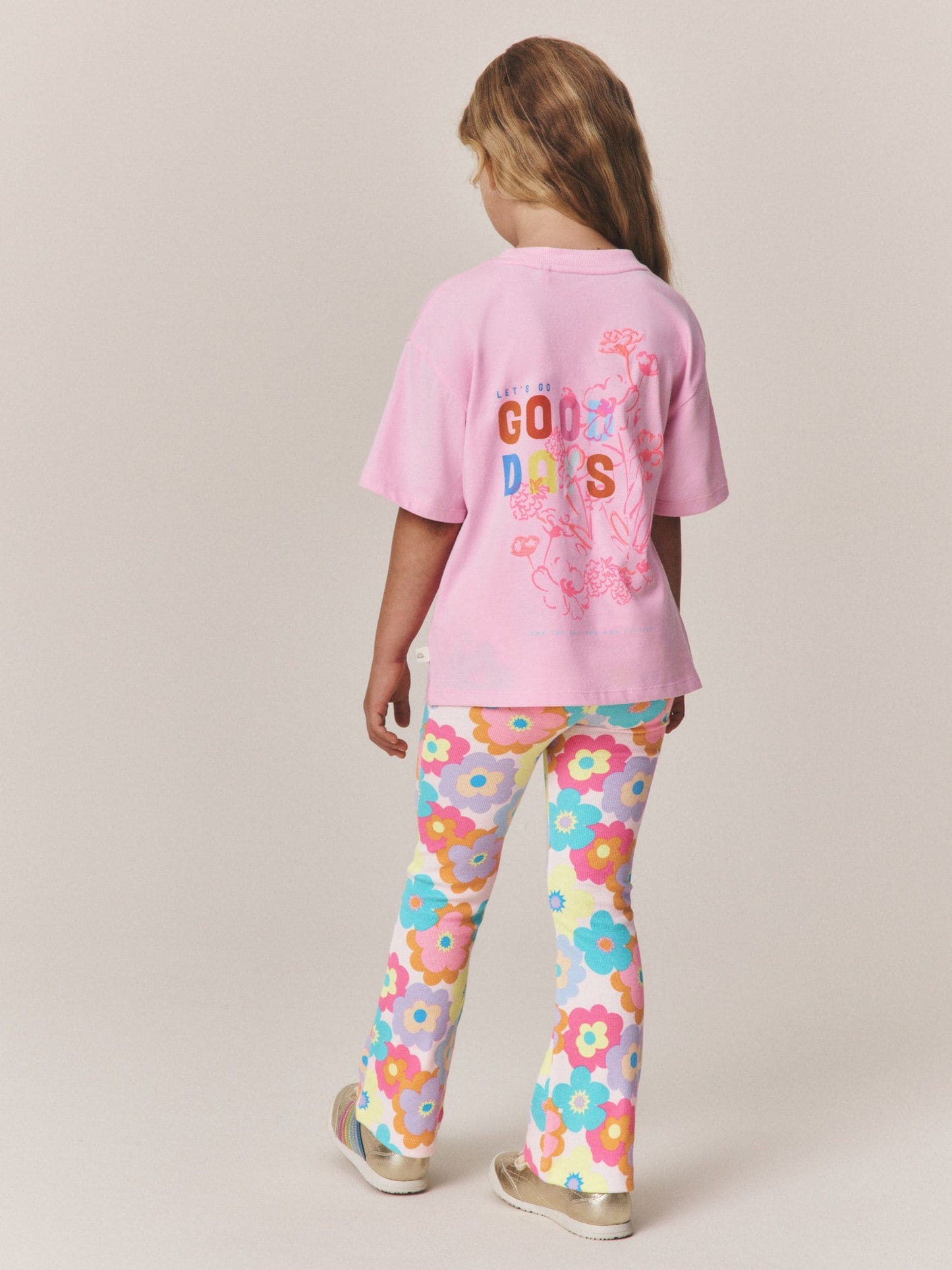 Dsiney Kidz - Little Bird by Jools Oliver Pink Embroidered T-Shirt & Floral Ribbed Kickflare Set image 5