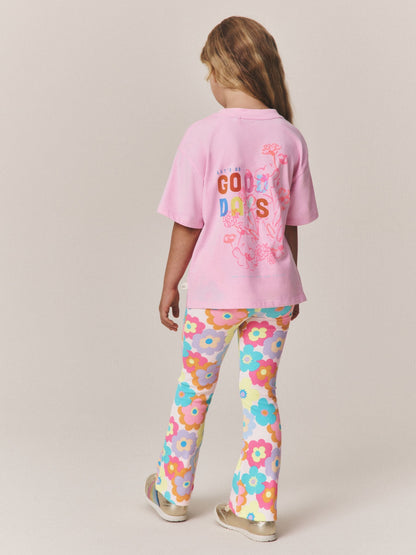 Dsiney Kidz - Little Bird by Jools Oliver Pink Embroidered T-Shirt & Floral Ribbed Kickflare Set image 5