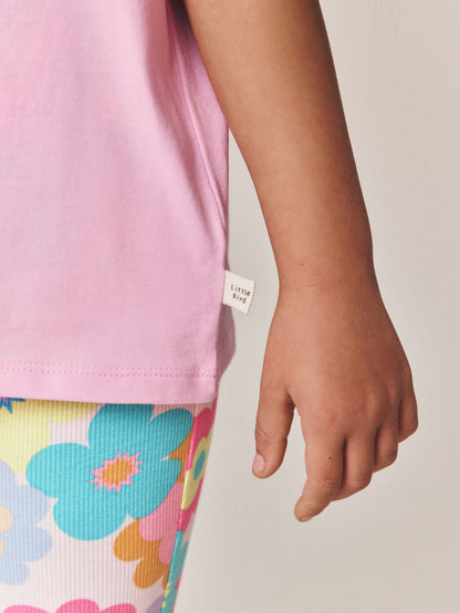 Dsiney Kidz - Little Bird by Jools Oliver Pink Embroidered T-Shirt & Floral Ribbed Kickflare Set image 7