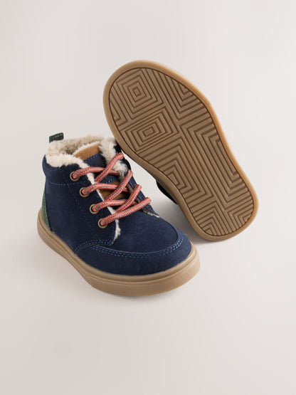Dsiney Kidz - Navy Standard Fit (F) Warm Lined Lace up Boots image 5