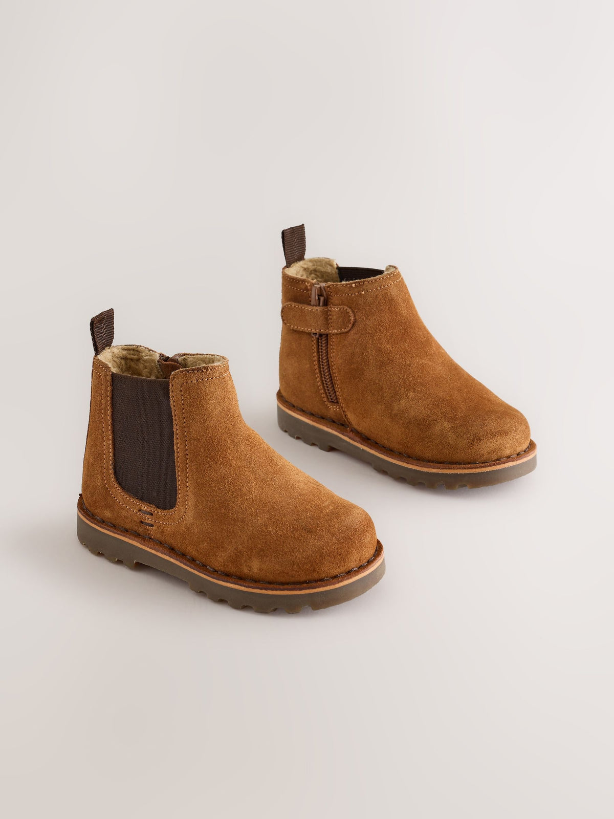 Dsiney Kidz - Tan Brown Standard Fit (F) Warm Lined Leather Chelsea Boots image 1