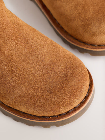 Dsiney Kidz - Tan Brown Standard Fit (F) Warm Lined Leather Chelsea Boots image 6