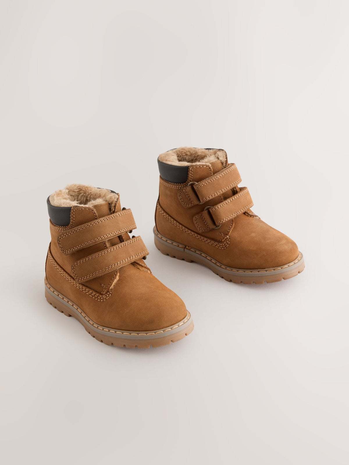 Dsiney Kidz - Tan Brown Standard Fit (F) Leather Thermal Thinsulate™ Lined Touch Fastening Work Boots image 1
