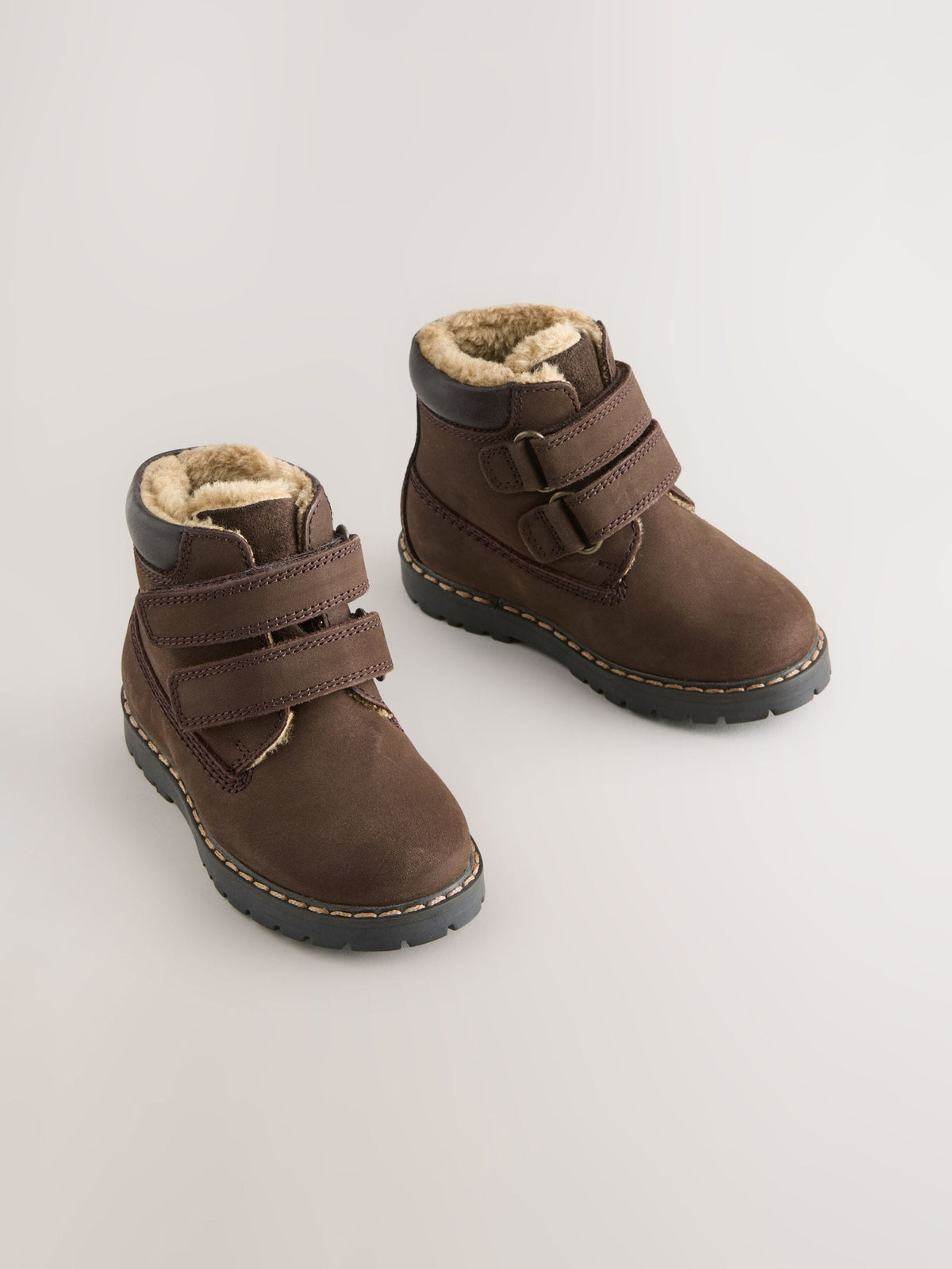 Dsiney Kidz - Chocolate Brown Standard Fit (F) Leather Thermal Thinsulate™ Lined Touch Fastening Work Boots image 1
