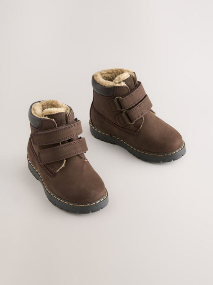 Dsiney Kidz - Chocolate Brown Standard Fit (F) Leather Thermal Thinsulate™ Lined Touch Fastening Work Boots image 1