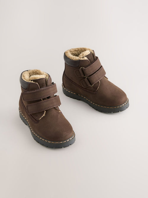 Dsiney Kidz - Chocolate Brown Wide Fit (G) Leather Thermal Thinsulate™ Lined Touch Fastening Work Boots image 1