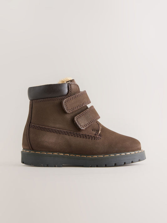 Dsiney Kidz - Chocolate Brown Wide Fit (G) Leather Thermal Thinsulate™ Lined Touch Fastening Work Boots image 2