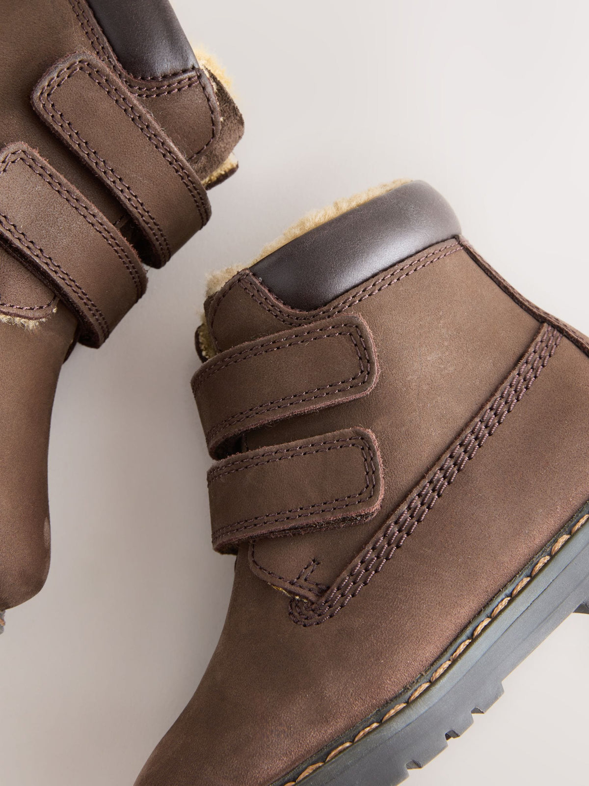 Dsiney Kidz - Chocolate Brown Wide Fit (G) Leather Thermal Thinsulate™ Lined Touch Fastening Work Boots image 4