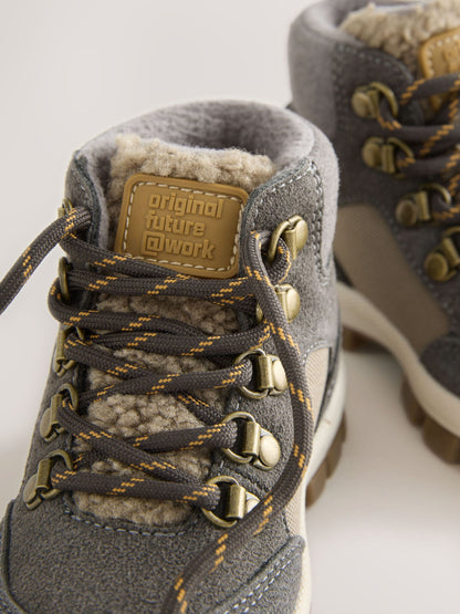 Grey Standard Fit (F) Lace up Walking Boots image 6
