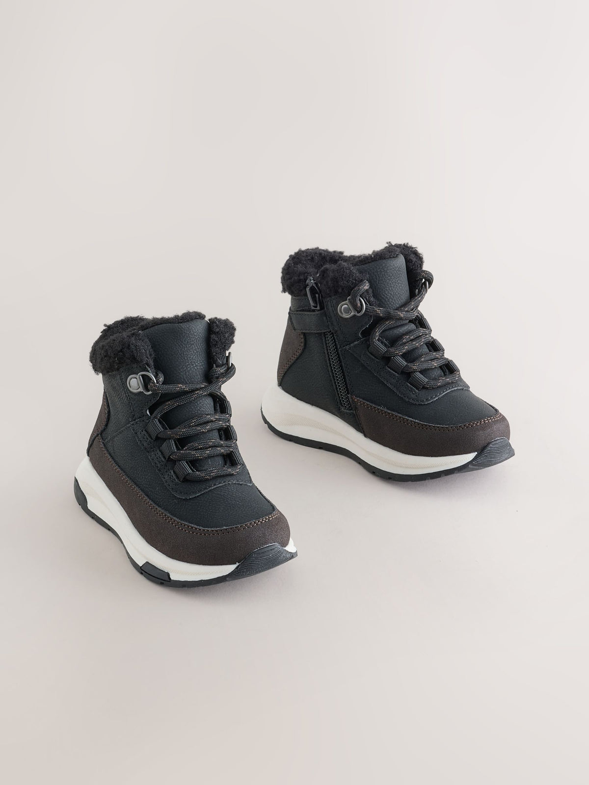 Black Standard Fit (F) Lace Up Walker Boots - image 1