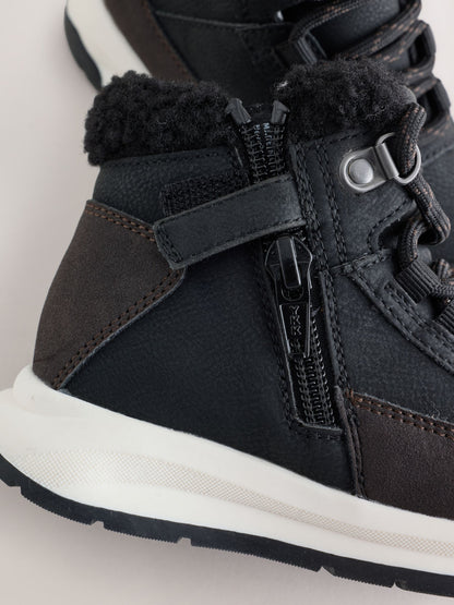 Black Standard Fit (F) Lace Up Walker Boots - image 5