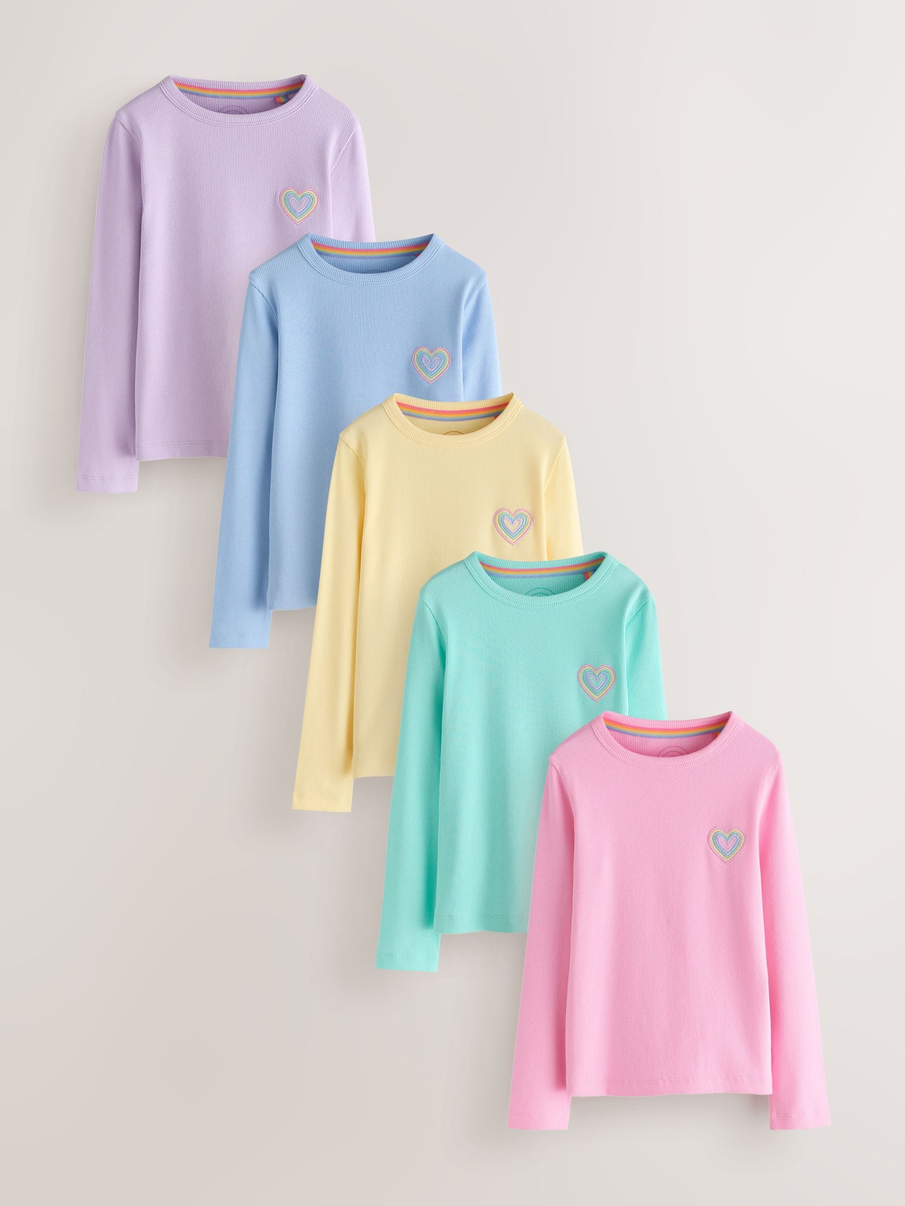 Dsiney Kidz - Little Bird by Jools Oliver Pastel Rainbow Ribbed Jersey Top 5 Packs image 1